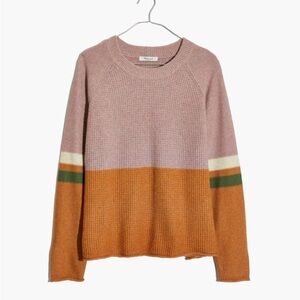 Madewell Pink/purple and tan Colorblock Sweater